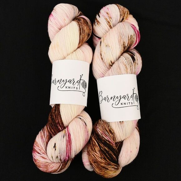Barnyard Knits Sock/Fingering Yarn 2 Skeins SW Merino Nylon Dipped In Chocolate